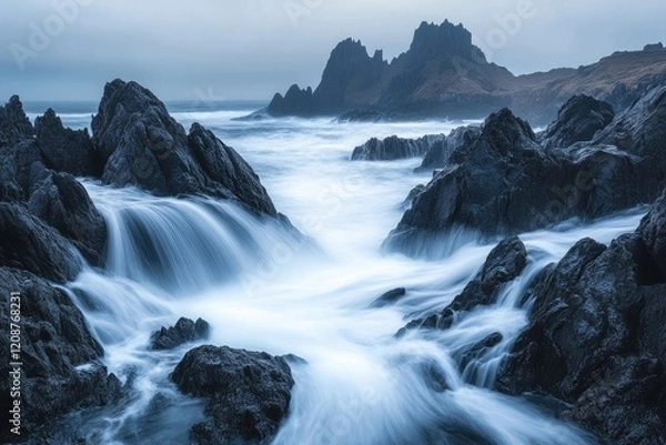 Fototapeta Ocean Waves Crashing Rocks Scenic View