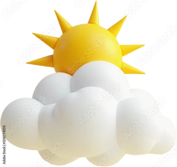Obraz sun with white clouds symbol of sunny weather