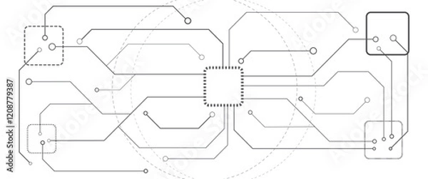 Obraz Vector abstract technology on white futuristic technology and digital connection lines.	