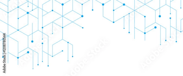 Obraz Vector modern technology banner template texture with blue lines and dots 