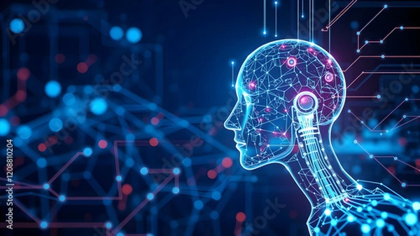 Obraz Artificial intelligence. Technology web background. Virtual concept 