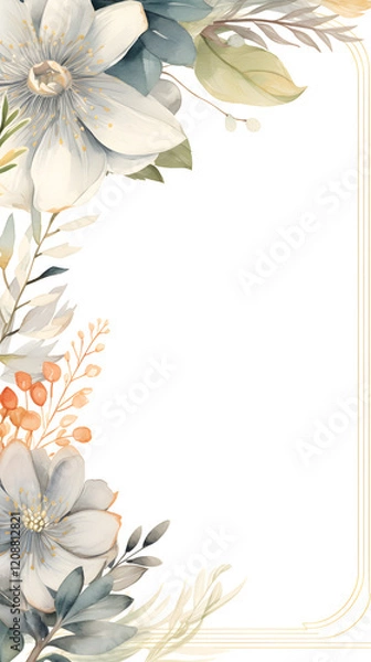Fototapeta Digital vintage watercolor botantical frame abstract graphic poster background