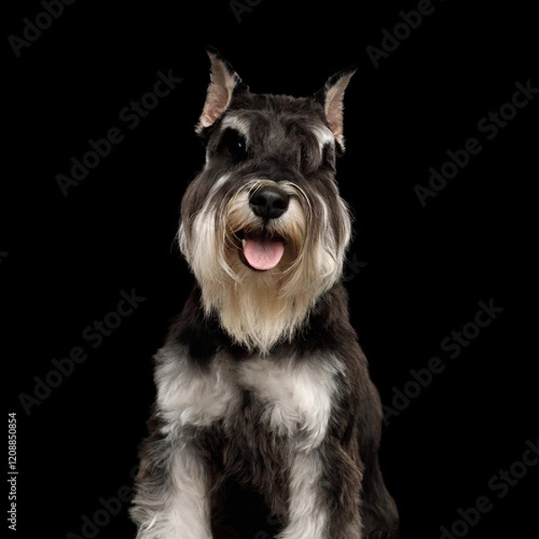 Fototapeta A cheerful and playful schnauzer exhibits its distinct and adorable features with an endearing expression