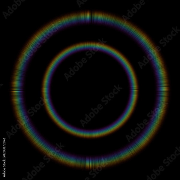 Obraz 二重の虹色のレンズフレア　グラフィック素材　光テクスチャー素材