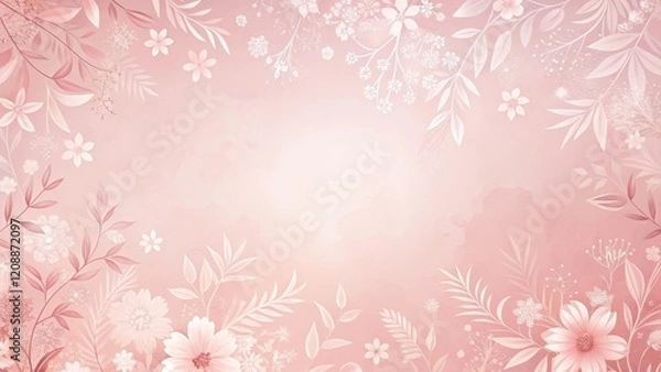 Fototapeta Soft pink ombre background with a delicate floral pattern , calm, gentle,  calm, gentle, abstract, watercolor, feminine