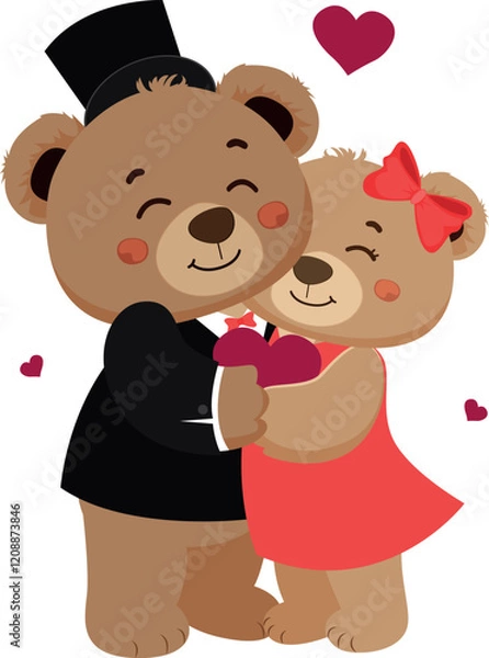 Obraz Teddy bear Valentines Day Couple