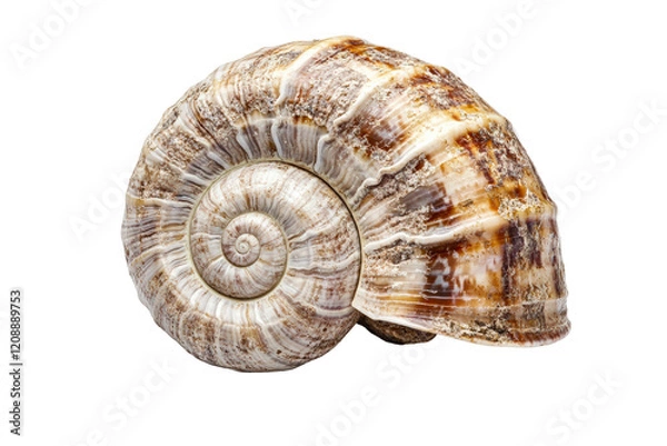 Fototapeta Unique spiral seashell resting on a surface showcasing its intricate patterns and colors isolated on transparent background