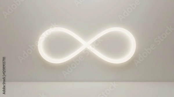 Obraz Minimalist Design with Glowing Infinity Symbol on White Wall