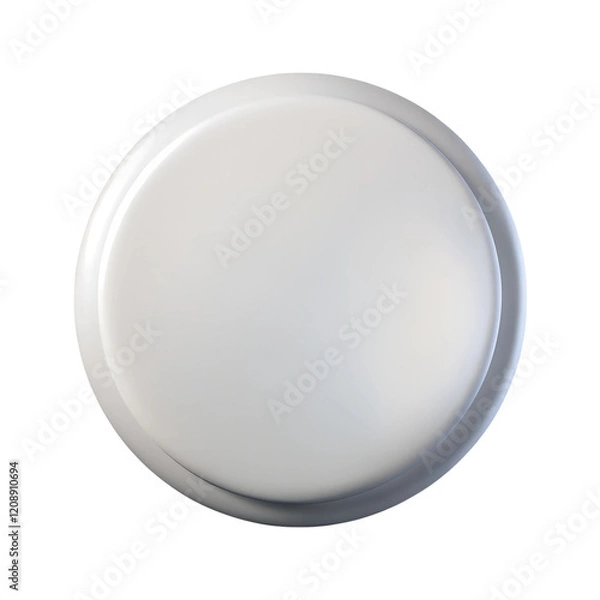 Fototapeta 3D icon of white empty button. Cartoon plastic style