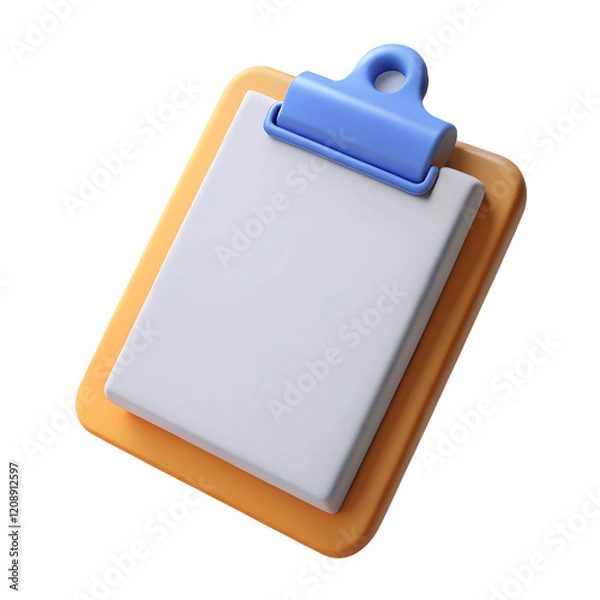 Obraz 3d white clipboard task management isolated on white background. Cartoon plastic style icon. High quality image