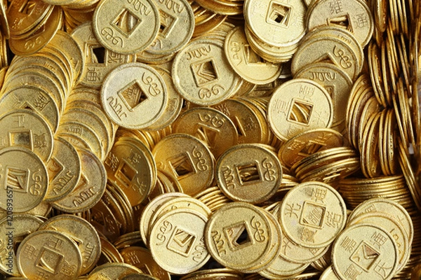 Fototapeta background of ancient Chinese coins.
