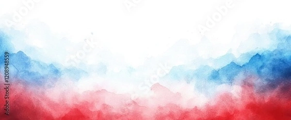 Fototapeta Watercolor Patriotic Background with Red White and Blue Soft Texture for July 4th and Memorial Day Celebrations