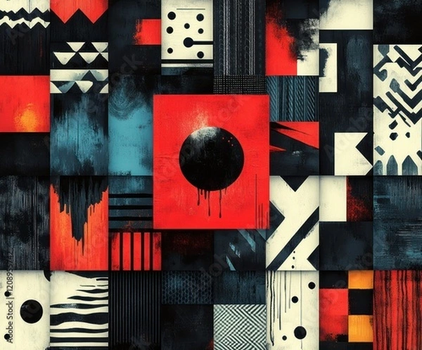 Fototapeta Seamless Black and White Geometric Pattern Collection with Modern Graphic Designs