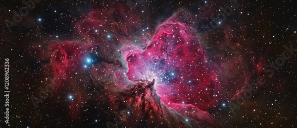 Fototapeta Vibrant cosmic nebula with stars and colorful gas clouds