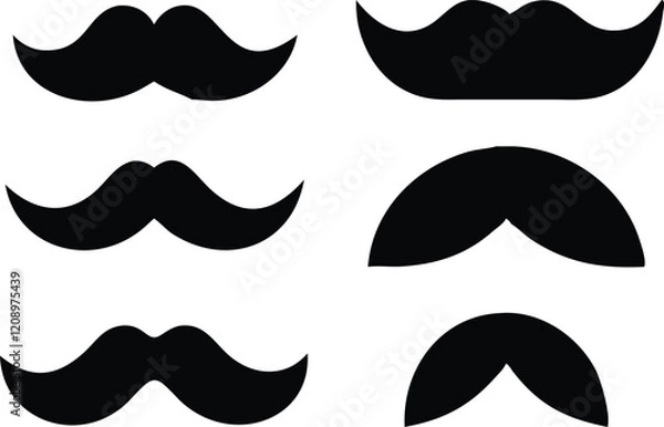 Obraz Set of mustache icon vector, Moustache Silhouette