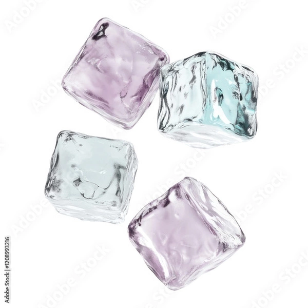 Fototapeta PNG Four ice cubes floating floating ice cubes accessories.