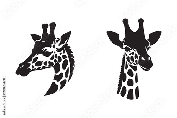 Obraz Giraffe head silhouette vector and icon design