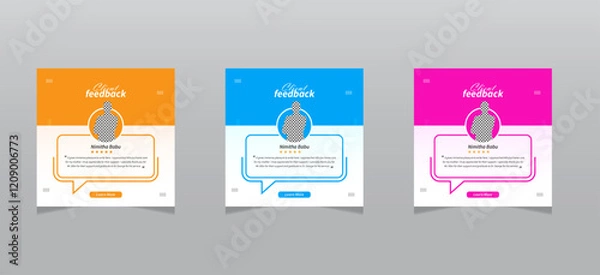 Fototapeta Client testimonial vector design template, client testimonial social media web banner, customer feedback testimonial template, client review testimonial template.