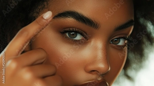 Fototapeta A close up of a womans face and eyebrow