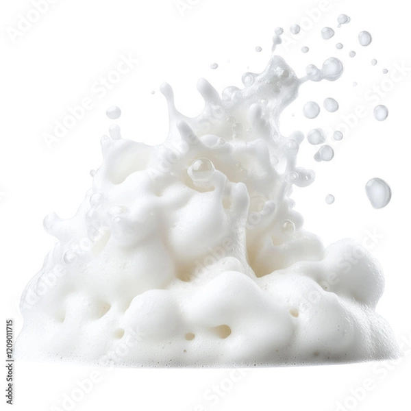 Obraz Creamy foam splashing with bubbles, creating dynamic and lively scene. This captures essence of freshness and cleanliness, perfect for various applications
