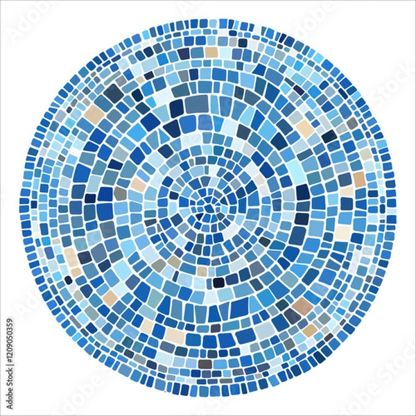 Obraz Ancient greece style mosaic mandala. Interweaving mosaic decorative element. Decorative antique stone ornament.