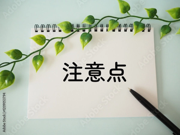 Obraz ノートに注意点の文字