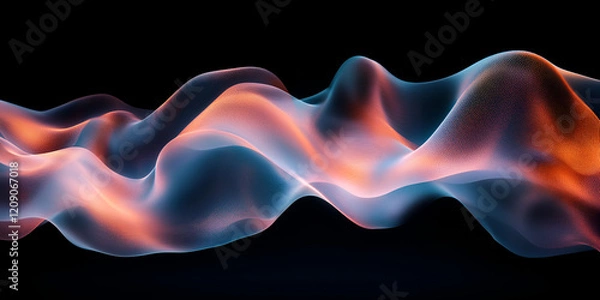 Fototapeta Abstract Flow:  Fluid, vibrant forms undulate in a mesmerizing dance of teal and orange hues against a deep black backdrop.  The image evokes a sense of movement, energy, and ethereal beauty.