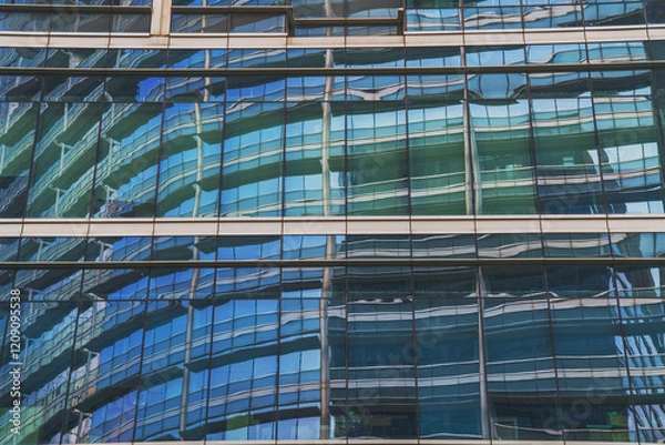 Fototapeta Partial close-up of modern architecture in Suzhou Business Center, Jiangsu Province, China on December 22, 2023