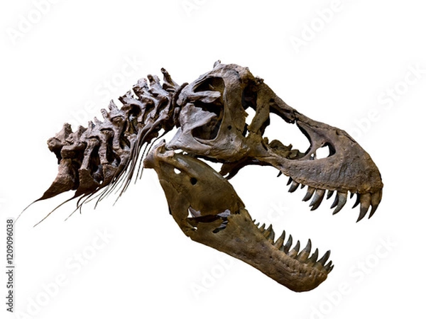 Fototapeta Fossil Bone Skull and Jaws of Tyrannosaurus rex (T-rex). isolated.
