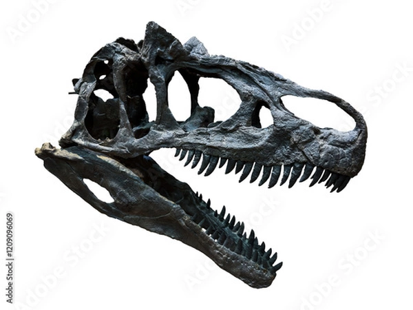 Fototapeta Fossil Bone Skull and Jaws of Dinosaur Raptor. isolated.