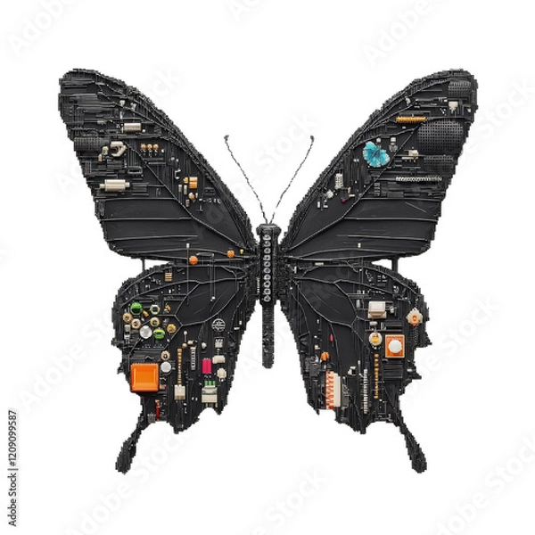 Obraz Technological butterfly art digital creation png format modern environment creative viewpoint innovation concept