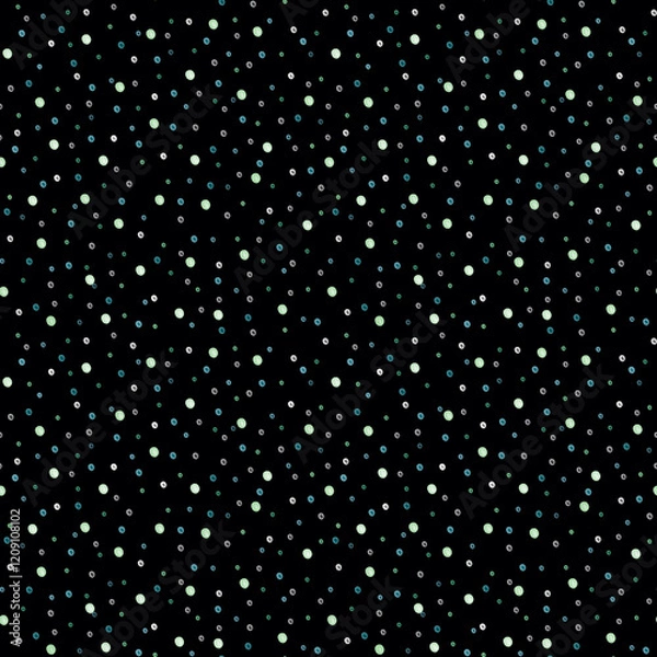 Fototapeta Seamless retro polka dot pattern. Small multicolored polka dots on a black background.