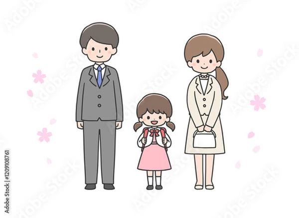 Obraz 入学式の女の子と両親
