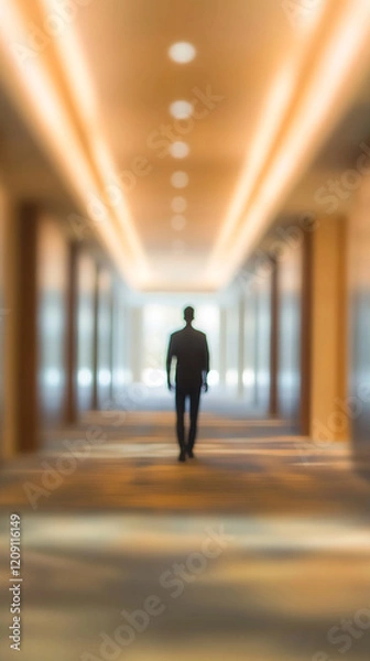 Fototapeta Abstract Blur of a Professional Walking Through Office Hallway