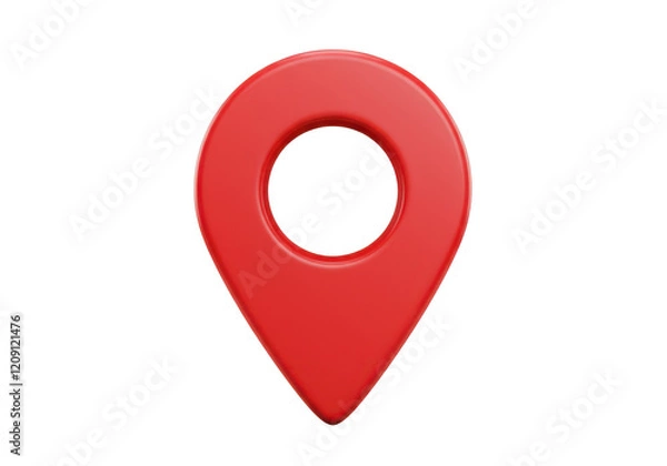 Obraz 3D red location pin with a circular cutout in the center, isolated on a white background
