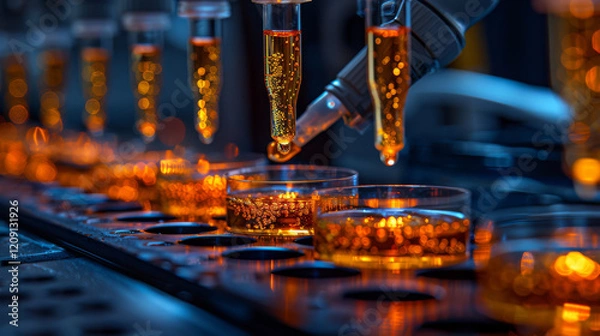 Obraz Orange fluid production in advanced lab
