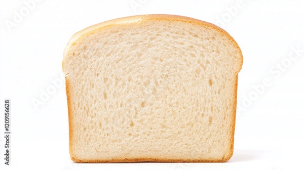 Fototapeta Slice of White Bread: A perfectly square slice of white bread, showcasing its soft, fluffy texture and even crumb.  Ideal for baking, culinary, and food-related projects. 