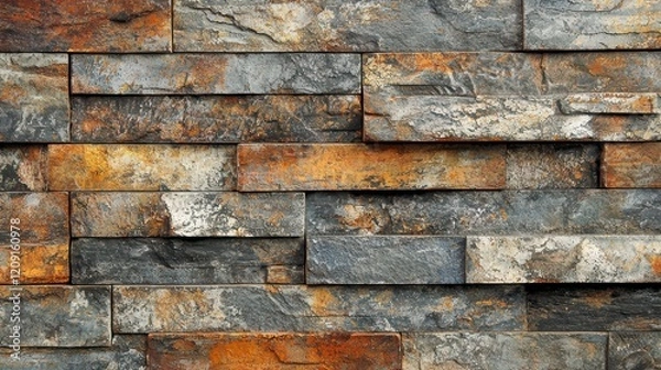 Fototapeta Textured Stone Wall with Earthy Tones and Natural Patterns