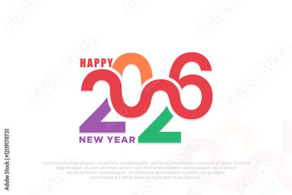 Fototapeta Happy new year 2026 design,2026 logo text design. new year celebration concept . Vector illustration