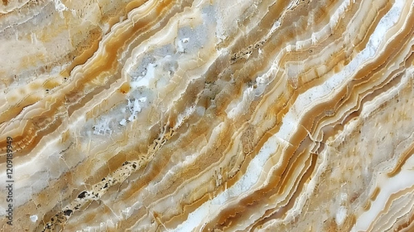 Obraz Close-up of a polished stone surface with layered patterns in warm tones.