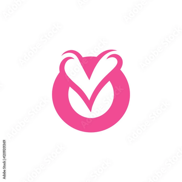 Obraz initial letter o heart negative space logo