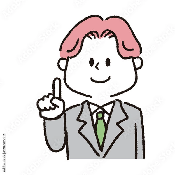 Fototapeta ポイントを教えているスーツを着た男性