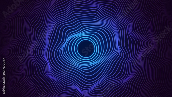 Obraz Abstract Sound Wave Round Frame Background. Dynamic Music Wavy Lines Flow. Digital Equalizer. Round Sound Data Visualization. Abstract Vector Background.