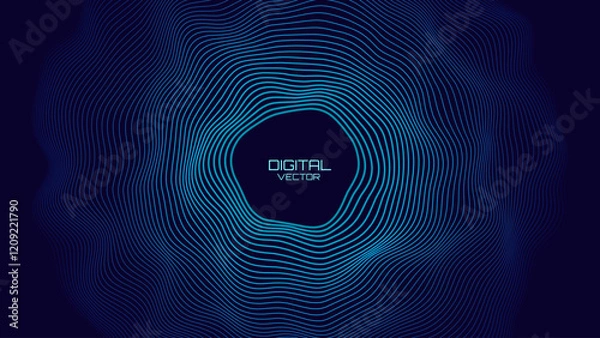 Obraz Abstract Sound Wave Round Frame Background. Dynamic Music Wavy Lines Flow. Digital Equalizer. Round Sound Data Visualization. Abstract Vector Background.
