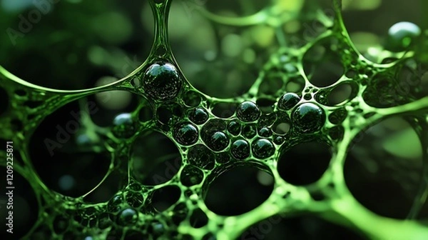 Fototapeta Abstract Green Cellular Structure: A Microscopic Dive into Nature's Intricate Design