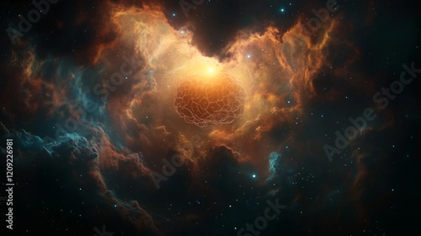 Fototapeta Human brain in a cosmic nebula