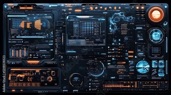 Fototapeta Futuristic Tech Interface: Digital Dashboard Design
