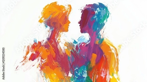 Fototapeta Abstract Figurative Artwork. Colorful Brush Strokes. Generative AI