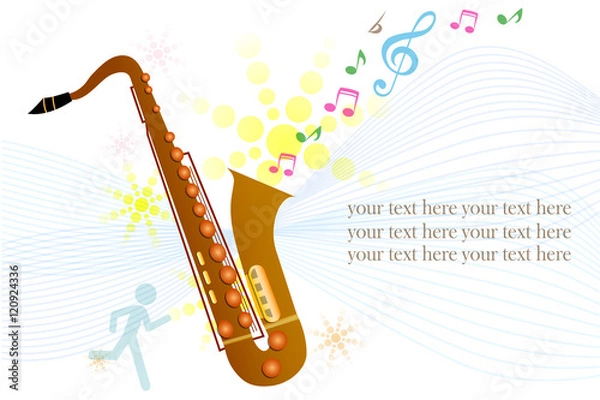 Fototapeta illustration of Saxophone on colorful abstract grungy background