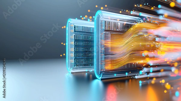 Obraz Data transfer acceleration digital environment technology illustration high-speed network futuristic view cloud computing concept